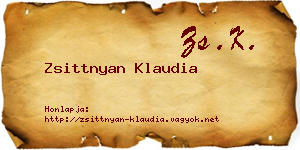 Zsittnyan Klaudia névjegykártya
